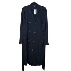 NWT Torrid Womens 2X Black Long Trench Coat Double Breasted Belted